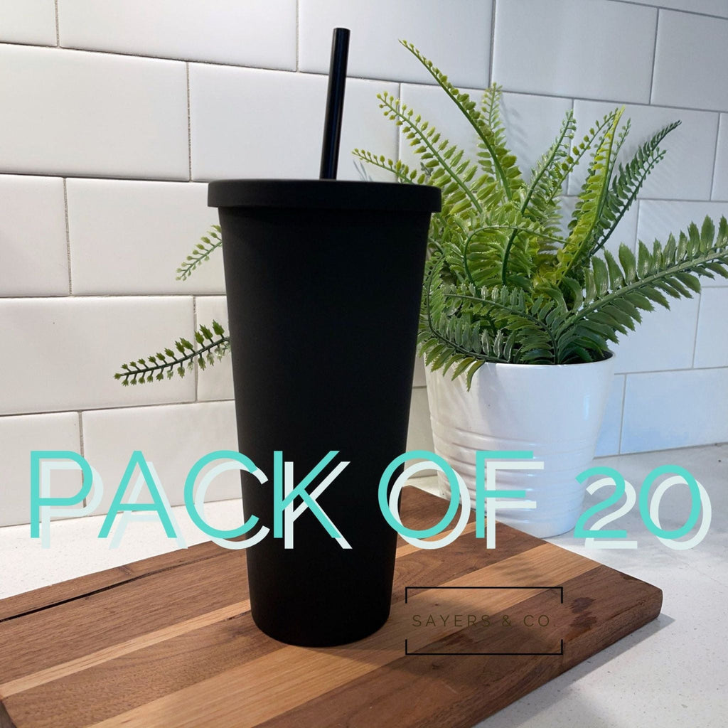 (Pack of 20) 22oz Acrylic Skinny Matte Black Tumbler | Sayers & Co.