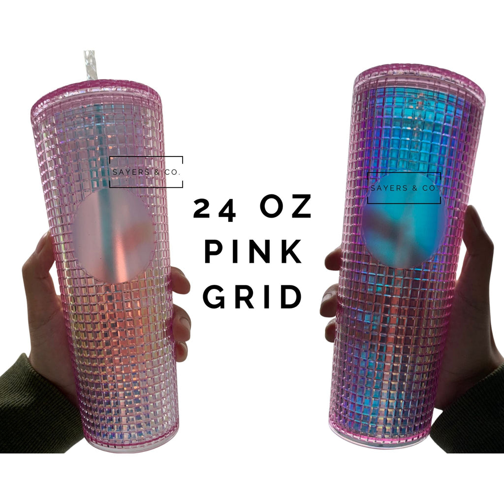 24oz Matte & Glossy Grid Double Walled Tumbler