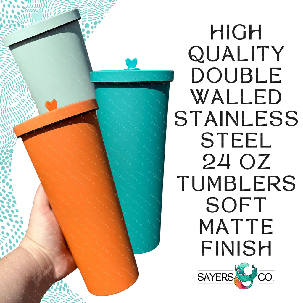 24oz Stainless Steel Double Walled Screw Top Matte Tumbler | Sayers & Co.