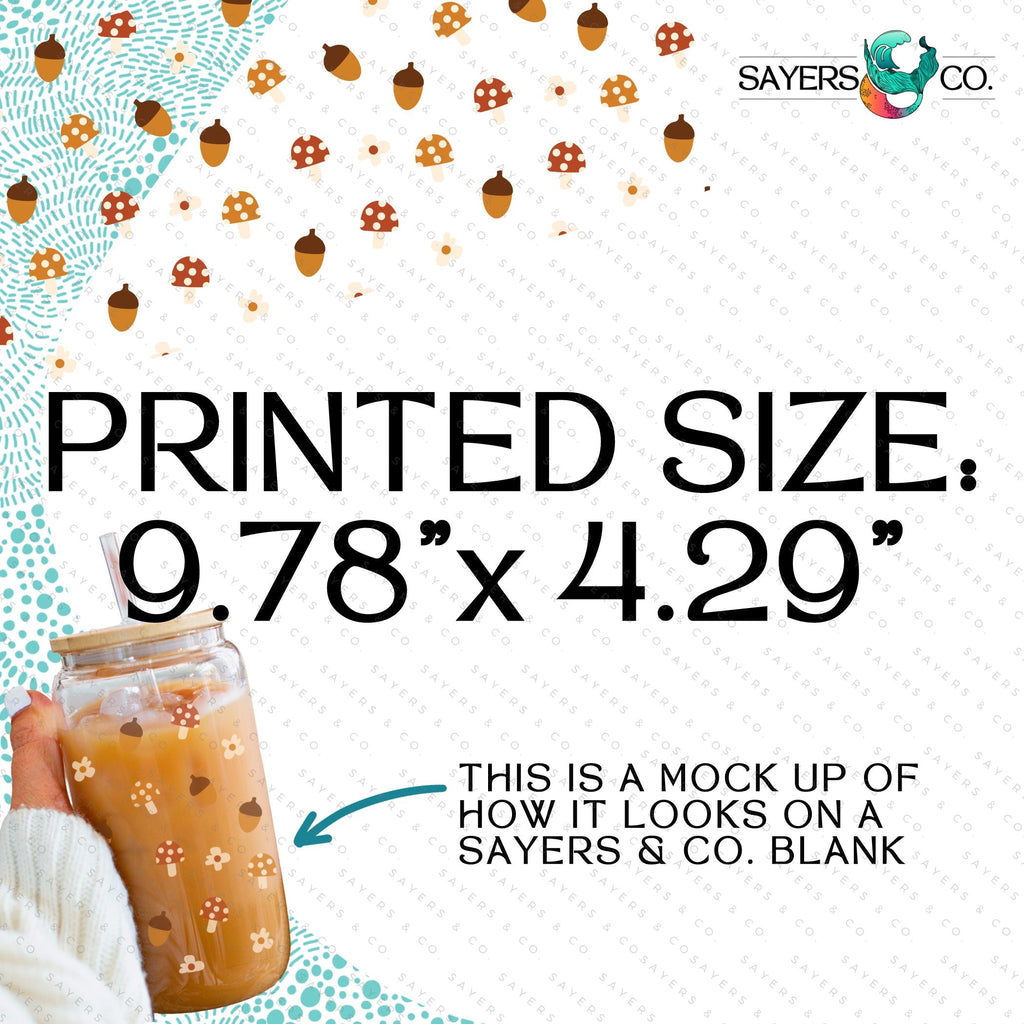 PRINTED Sublimation Transfer: Milk Milk Sugar Certified Printer- Micro Mushrooms, Thanksgiving 16oz Fall Sublimation Print | Sayers & Co.