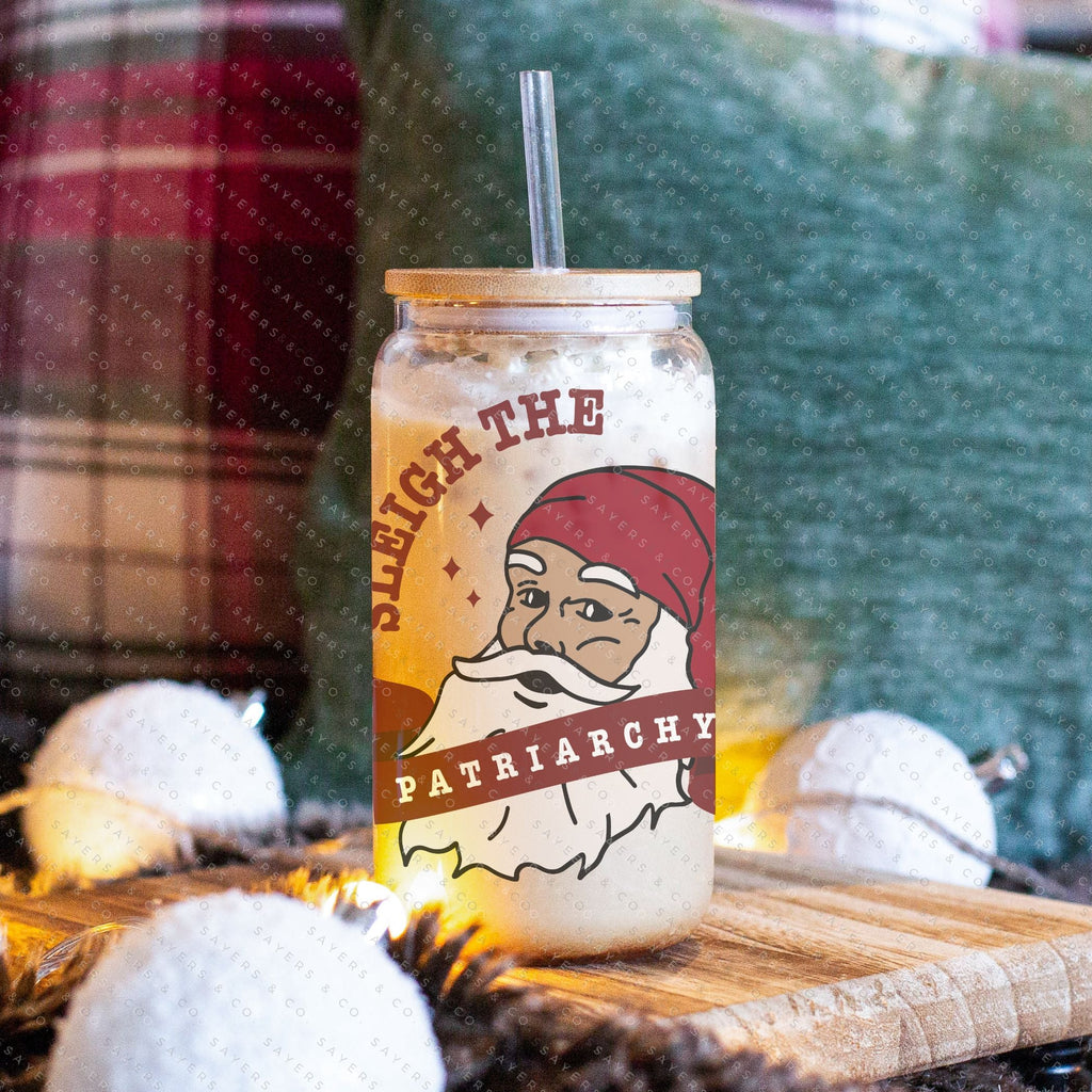 Copy of 16oz Winter Magic Iced Coffee Glass Can, Holiday Tumbler, Winter Tumbler, Christmas Tumbler, Winter Forest Tumbler, Winter Pattern, Winter Scene Tumbler, Deers and Trees Tumbler, Gift For Her, Christmas Mug with Bamboo Lid & Straw #100078 | Sayers & Co.