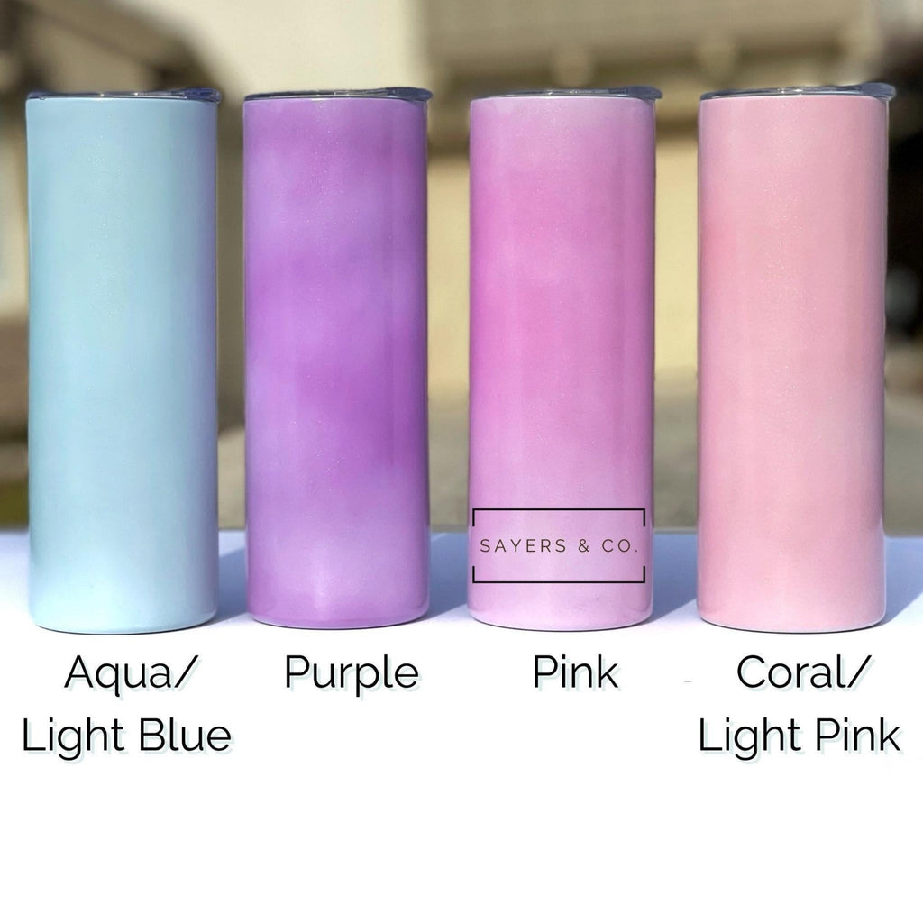 20oz UV Color Glitter Straight Sublimation Tumbler