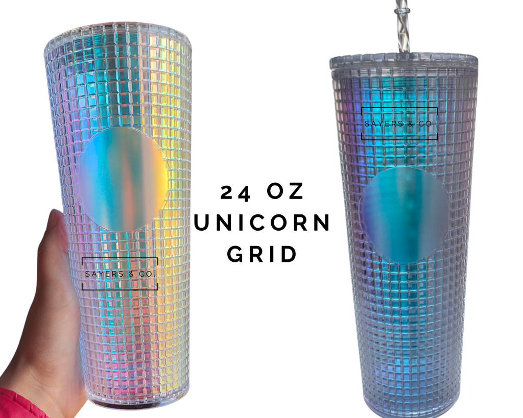 24oz Matte & Glossy Grid Double Walled Tumbler