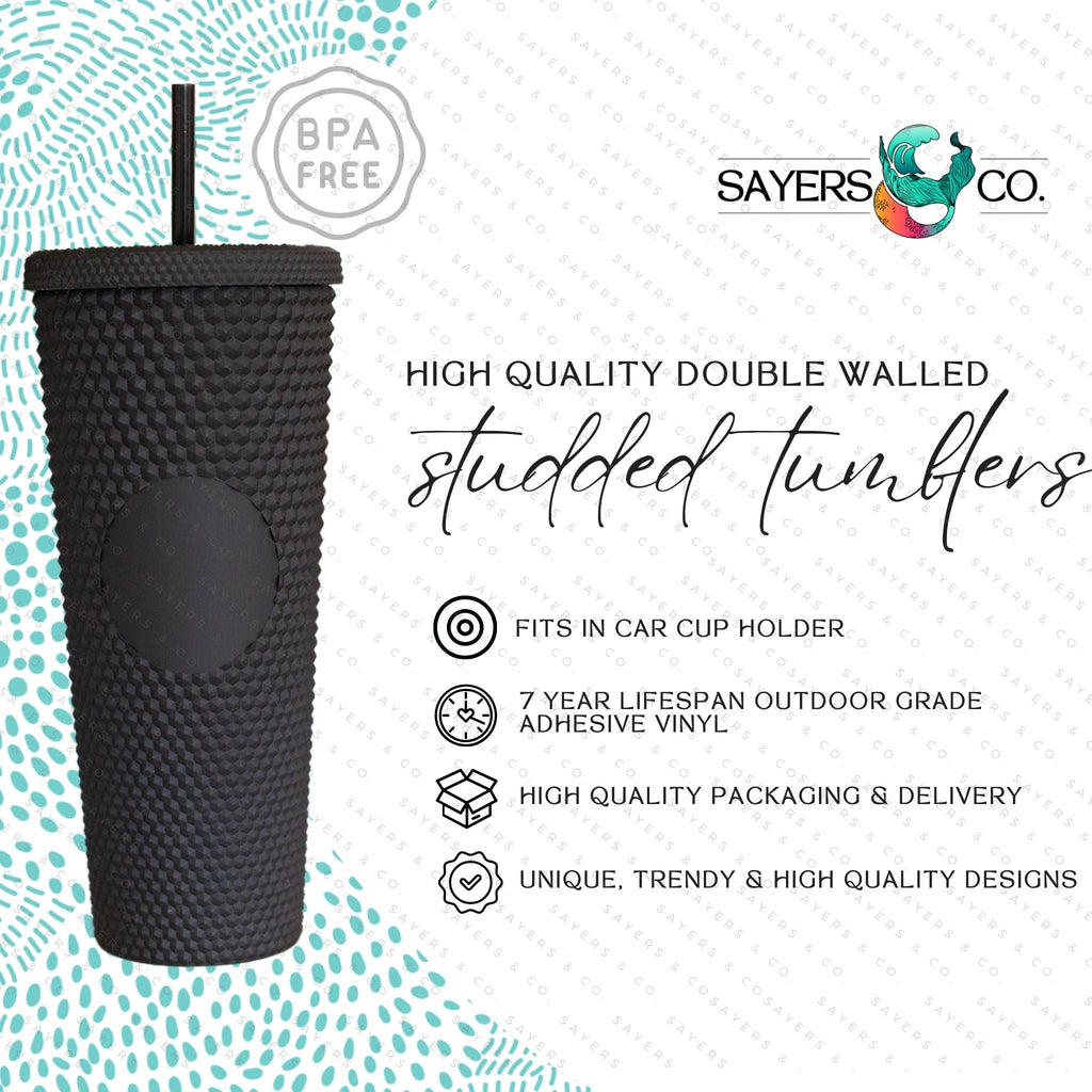 Halloween Spooky Studded Vinyl Monogram 24oz Double Walled Tumbler | Sayers & Co.