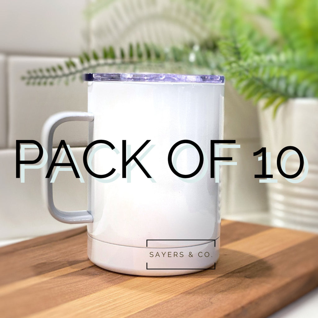 (Pack of 10) 12oz White Camping Sublimation Blank Mug | Sayers & Co.