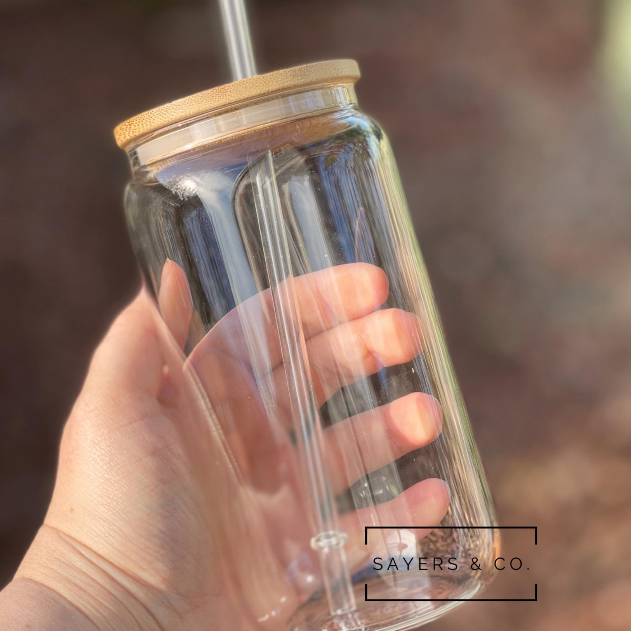 20 oz  Sublimation Can Glass w/ Bamboo Lid & Straw - Olivia Nyx