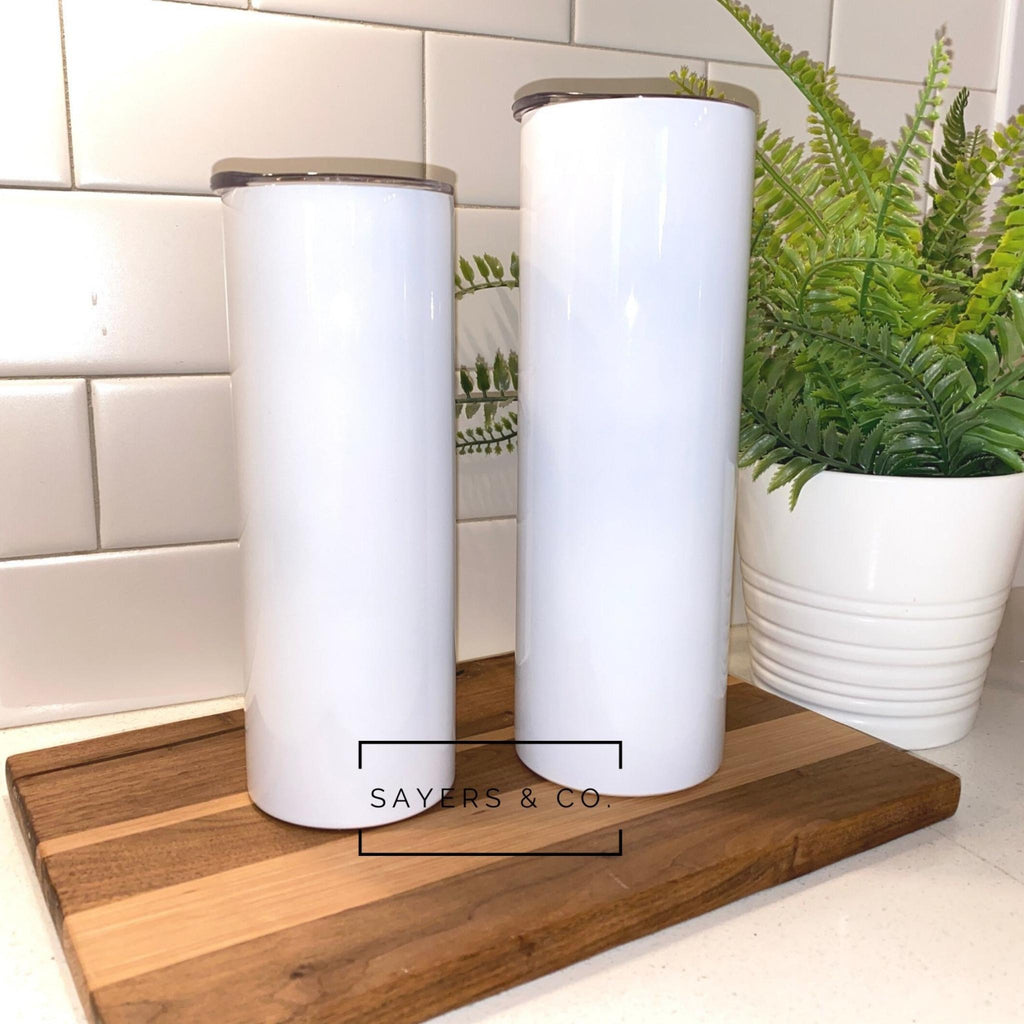 (Pack of 20) 20oz or 30oz Skinny Straight White Sublimation Tumbler | Sayers & Co.