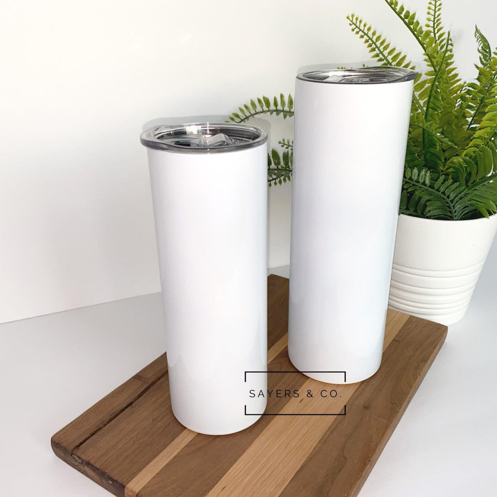 (Pack of 20) 20oz or 30oz Skinny Straight White Sublimation Tumbler | Sayers & Co.