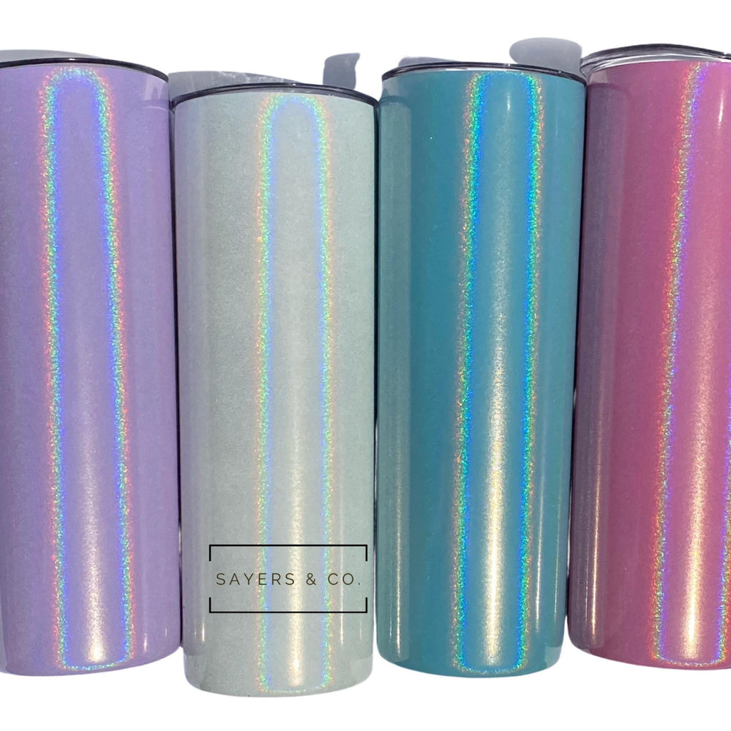 (Pack of 30) 20oz Skinny Holographic Glitter Straight Tumbler | Sayers & Co.