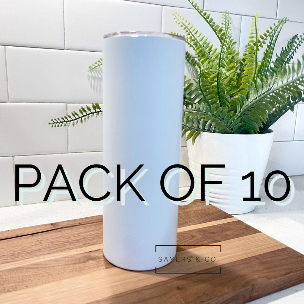 (Pack of 10) 20oz Matte White Straight Sublimation Blank | Sayers & Co.