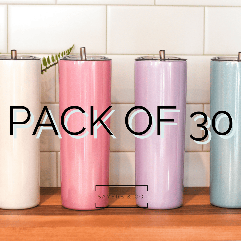 (Pack of 30) 20oz Skinny Holographic Glitter Straight Tumbler | Sayers & Co.