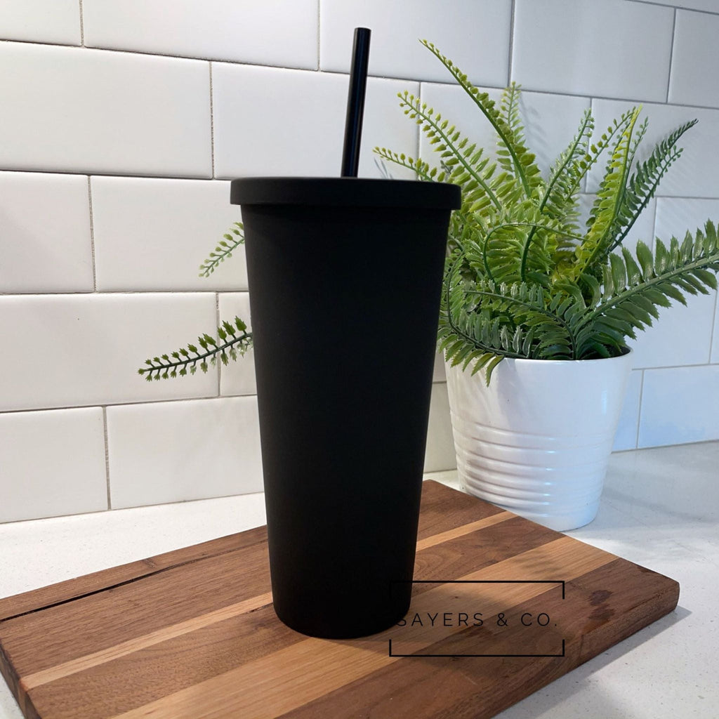 (Pack of 20) 22oz Acrylic Skinny Matte Black Tumbler