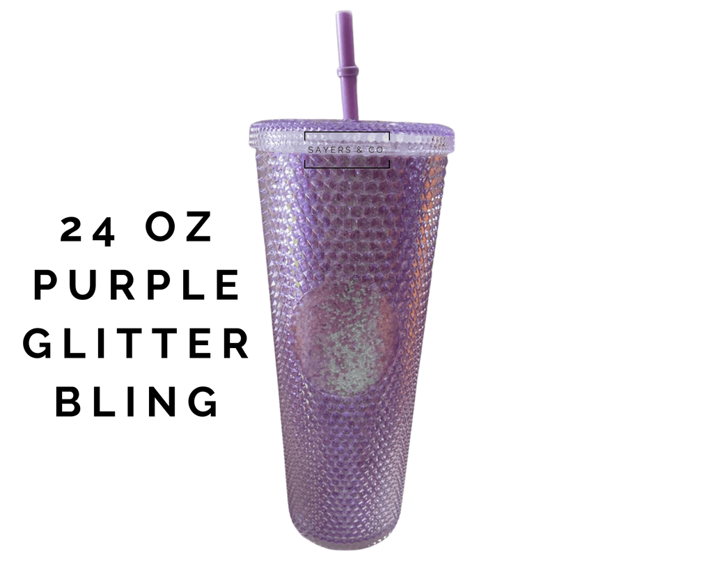 24oz Purple Glitter Bling Studded Double Walled Tumbler | Sayers & Co.
