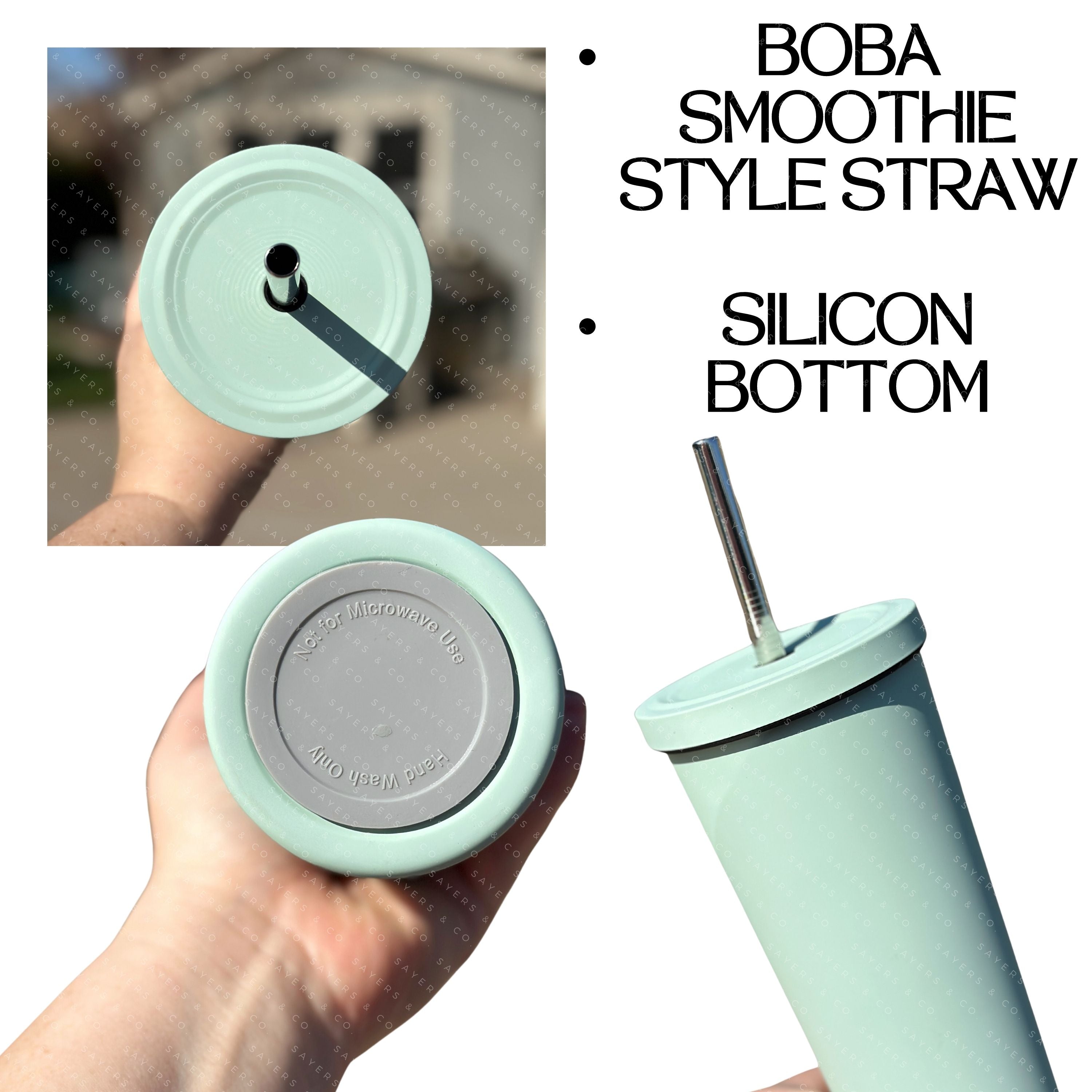 New Bamboo Tumbler w/ Lid and Straw, Iced Coffee , BoBa Tumbler 24oz.  (Monogram)