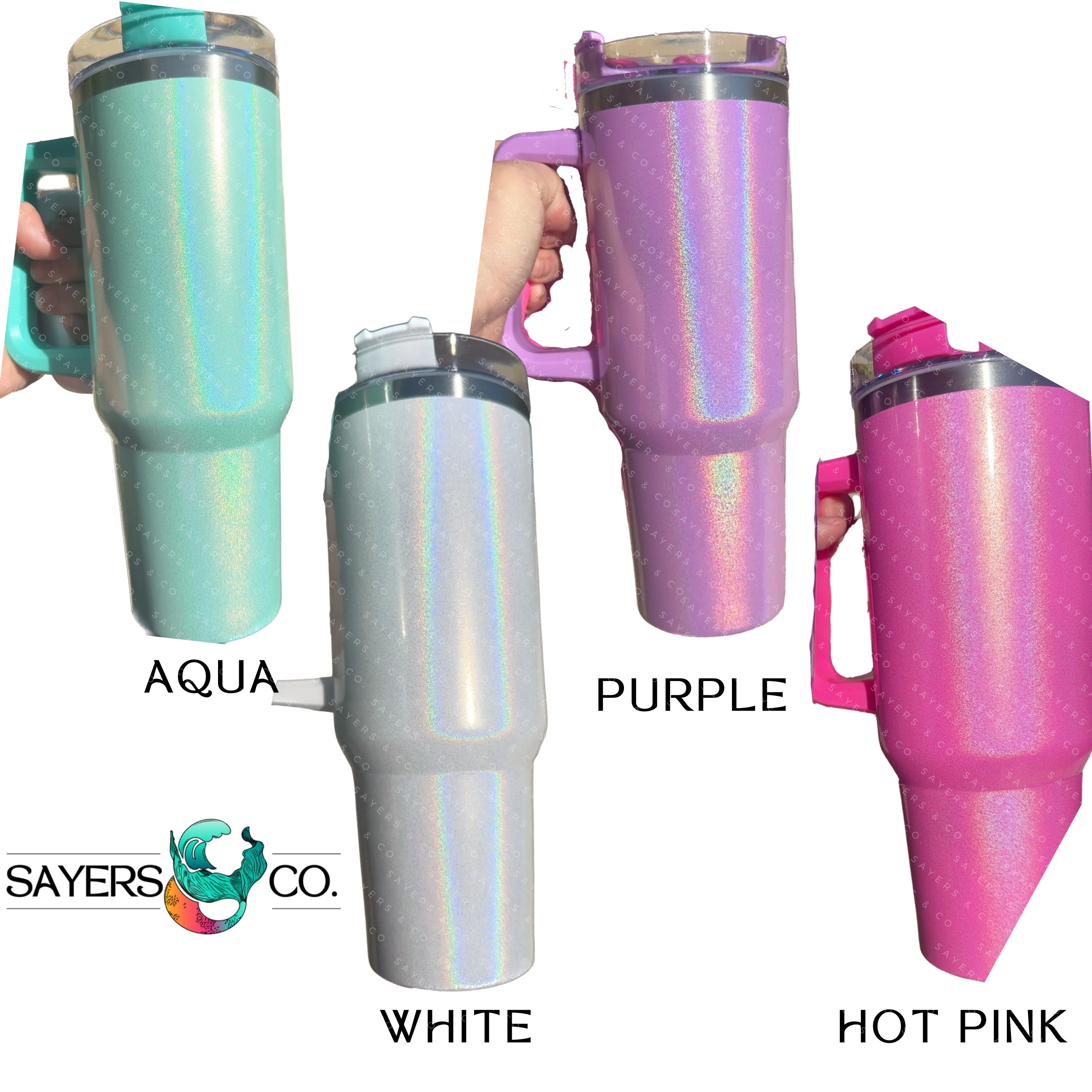 https://www.sayersandco.com/cdn/shop/files/40oz-Double-Walled-Screw-Top-Matte-Tumbler-Aqua-Purple-Pink-White.jpg?v=1690916355