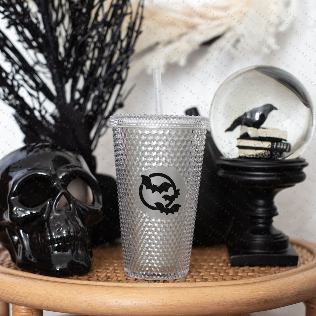 Halloween Spooky Studded Vinyl Monogram 24oz Double Walled Tumbler | Sayers & Co.
