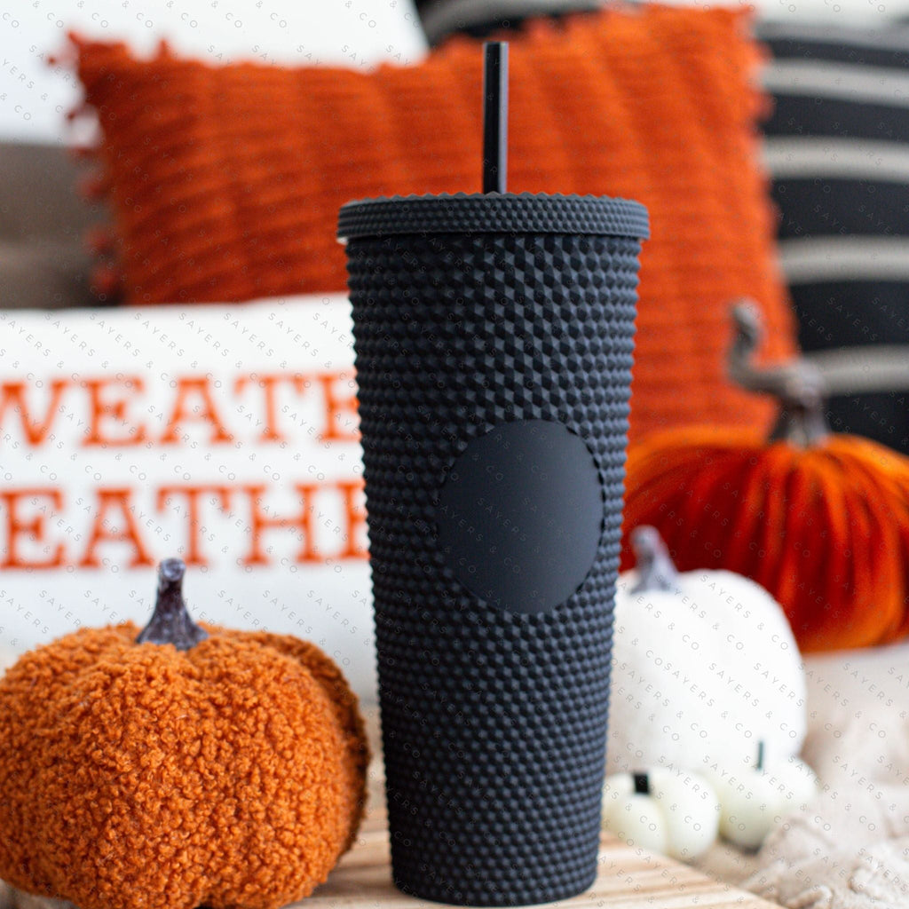 Halloween Spooky Studded Vinyl Monogram 24oz Double Walled Tumbler | Sayers & Co.