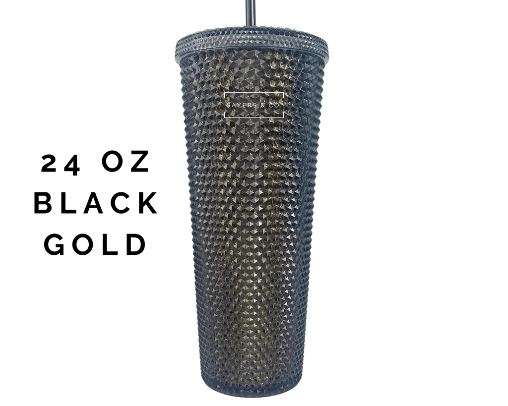 24oz Black Gold Studded Double Walled Tumbler | Sayers & Co.