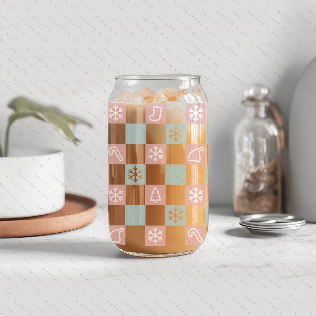 16oz Fall Leaves Iced Coffee Glass Can, Fall Tumbler, Thanksgiving Tumbler,  Gift For Her, Fall Mug with Bamboo Lid & Straw #100045 Sayers & Co.