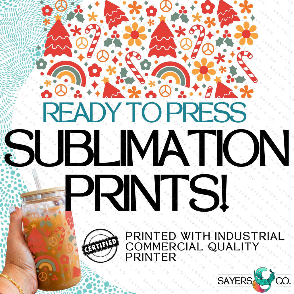 Copy of PRINTED Sublimation Transfer: Milk Milk Sugar Certified Printer- Christmas Checkers, Christmas Pattern, Pink and Blue Christmas, Snowflake, Stocking, Holiday 16oz Christmas Sublimation Print | Sayers & Co.