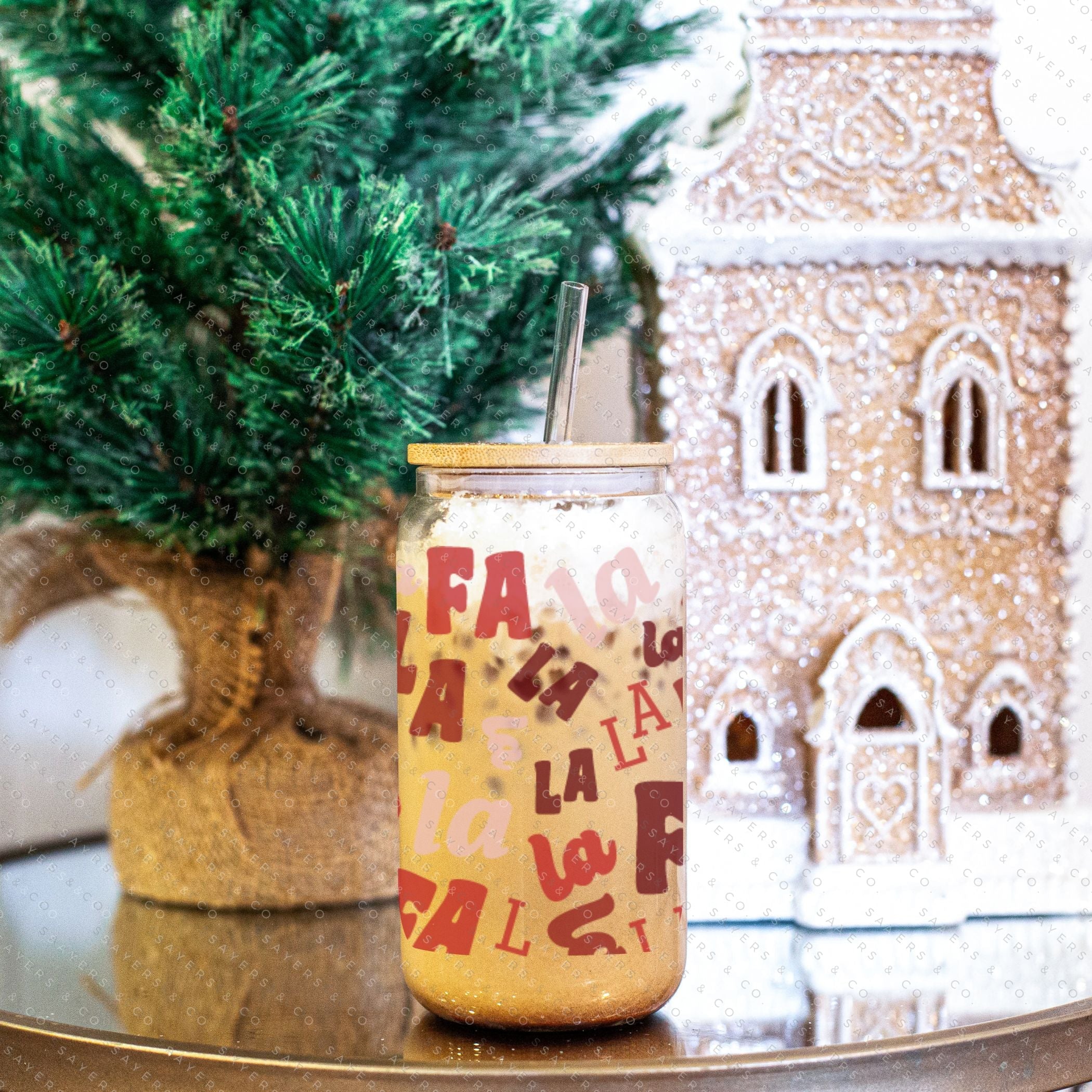 16oz Christmas Checkers Iced Coffee Glass Can, Holiday Tumbler, Christmas  Tumbler, Gift For Her, Christmas Mug with Bamboo Lid & Straw #100069 Sayers  & Co. in 2023