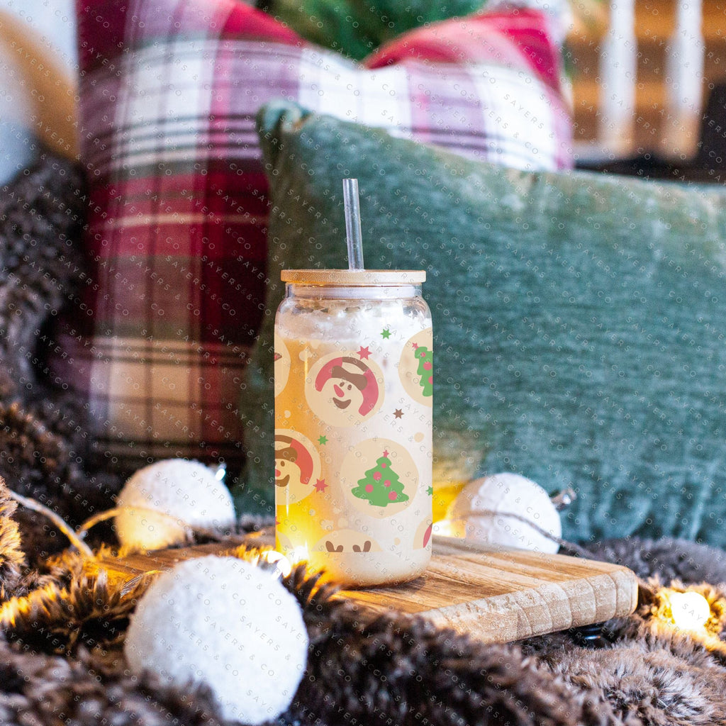 Copy of 16oz Christmas Lights 2.0 Iced Coffee Glass Can, Holiday Tumbler, Christmas Lights Tumbler, Christmas Tumbler, Gift For Her, Christmas Mug with Bamboo Lid & Straw #100071 | Sayers & Co.