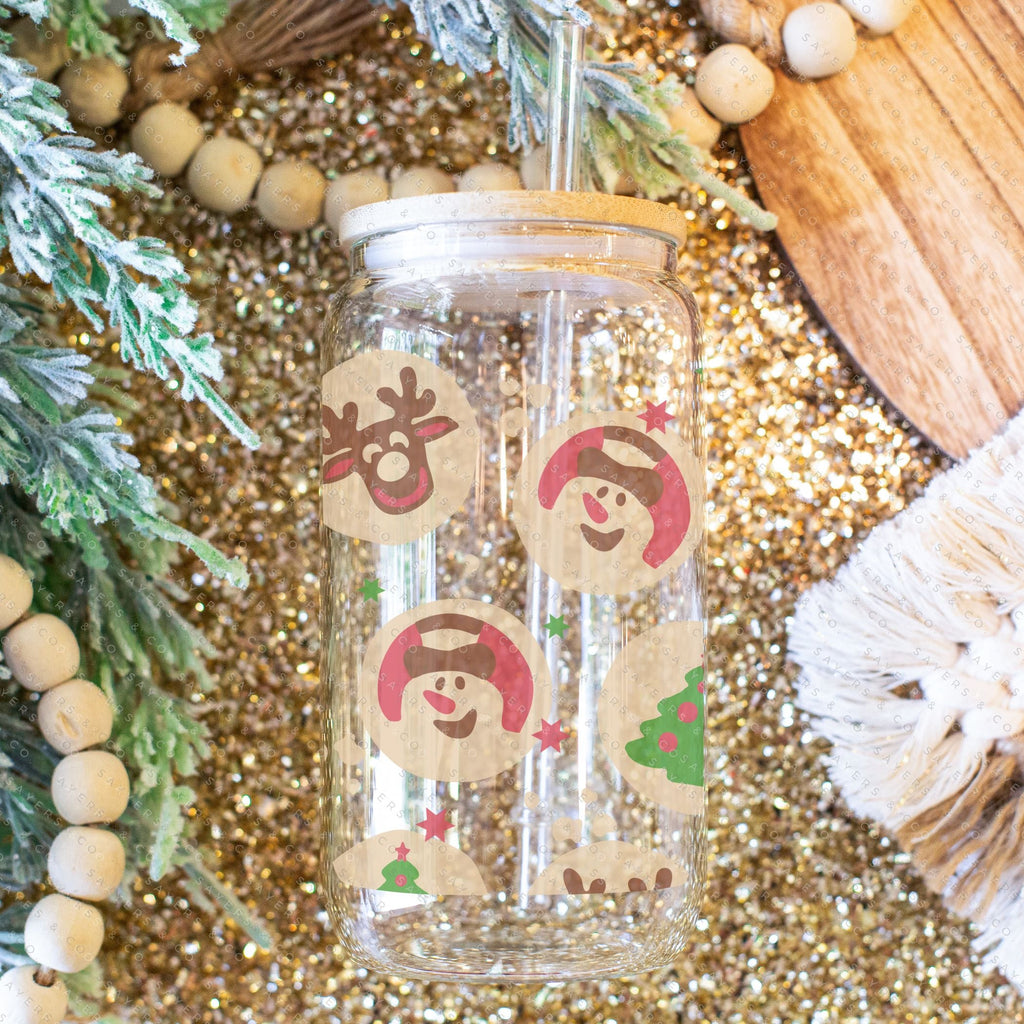 Copy of 16oz Christmas Lights 2.0 Iced Coffee Glass Can, Holiday Tumbler, Christmas Lights Tumbler, Christmas Tumbler, Gift For Her, Christmas Mug with Bamboo Lid & Straw #100071 | Sayers & Co.