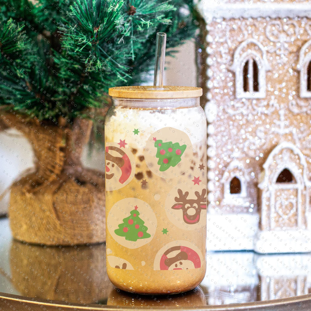Copy of 16oz Christmas Lights 2.0 Iced Coffee Glass Can, Holiday Tumbler, Christmas Lights Tumbler, Christmas Tumbler, Gift For Her, Christmas Mug with Bamboo Lid & Straw #100071 | Sayers & Co.