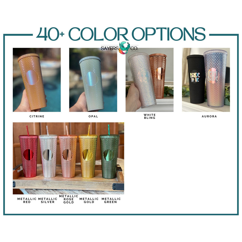 Custom Logo Studded 24oz Double Walled Tumbler Metallic