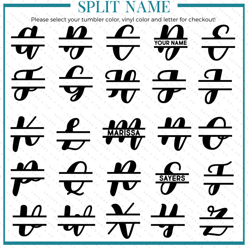 Custom Studded Split Vinyl Monogram Initial 24oz Double Walled Tumbler | Sayers & Co.