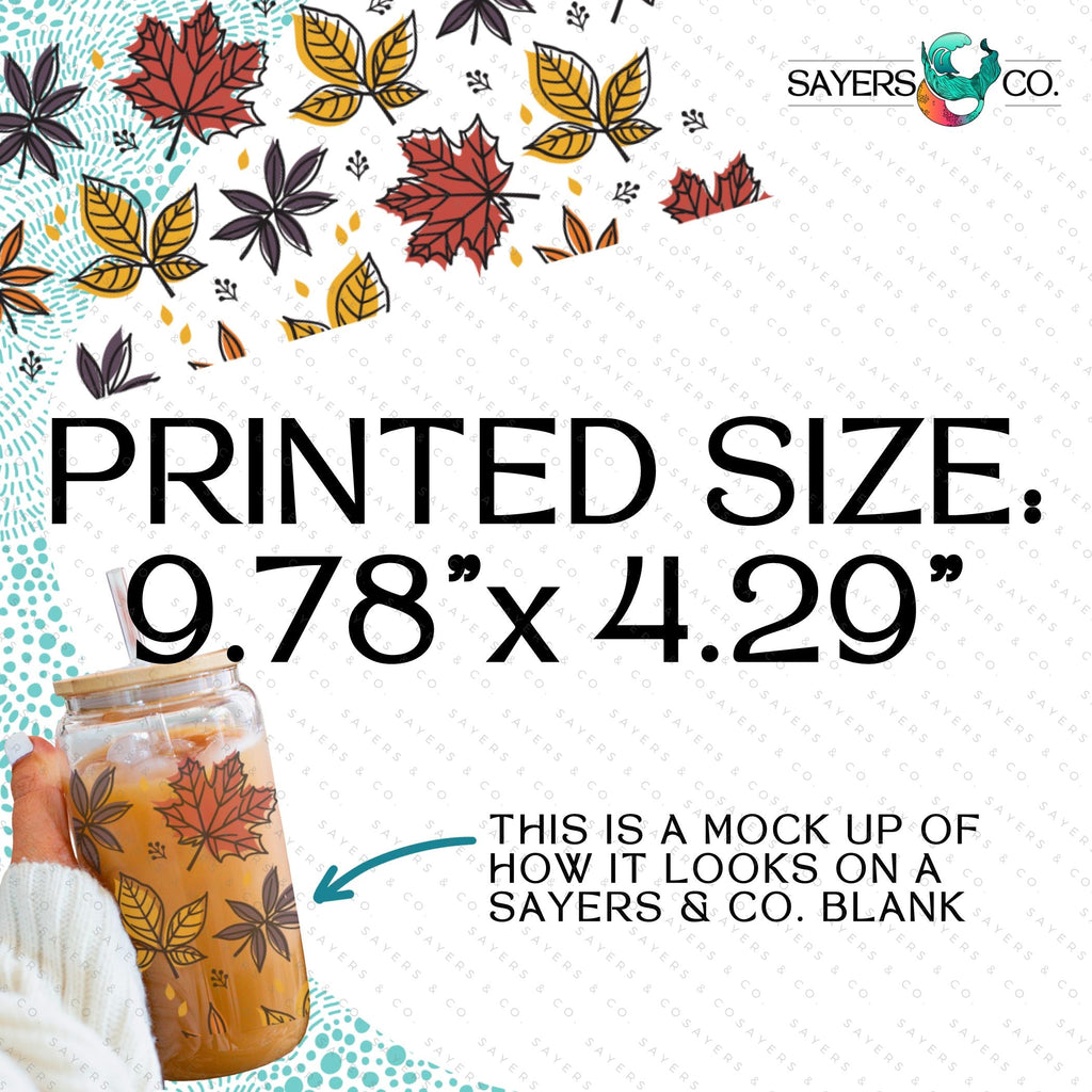 PRINTED Sublimation Transfer: Milk Milk Sugar Certified Printer- Fall Leaves, Thanksgiving 16oz Fall Sublimation Print | Sayers & Co.