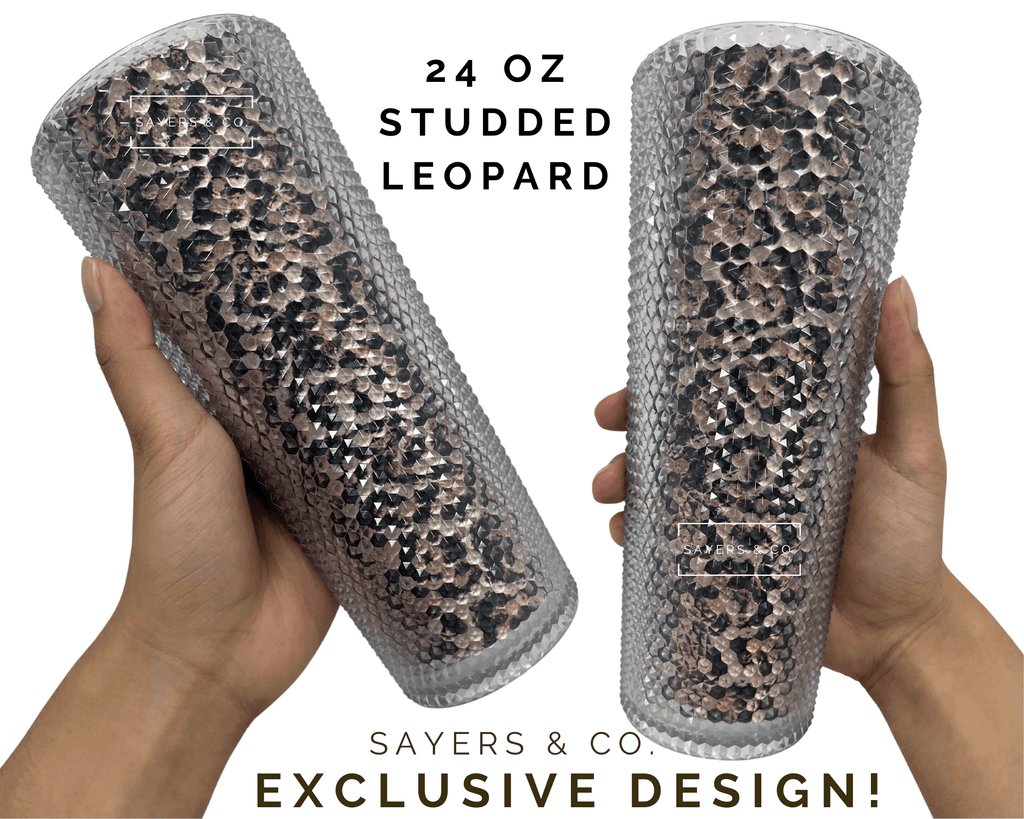 24oz Leopard Studded Double Walled Tumbler | Sayers & Co.