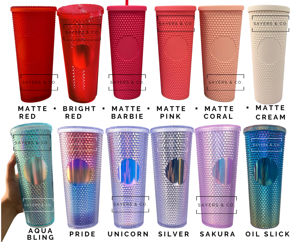 24oz Mermaid/Oil Slick Studded Double Walled Tumbler | Sayers & Co.