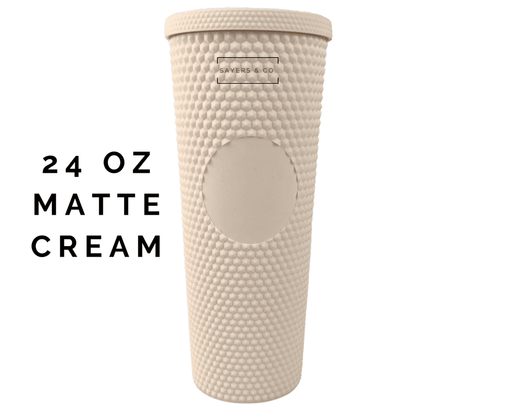 24oz Matte Cream Studded Double Walled Tumbler | Sayers & Co.