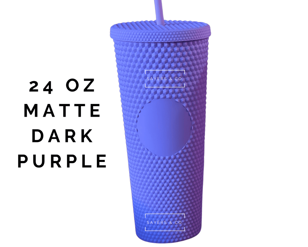 24oz Matte Dark Purple Studded Double Walled Tumbler | Sayers & Co.