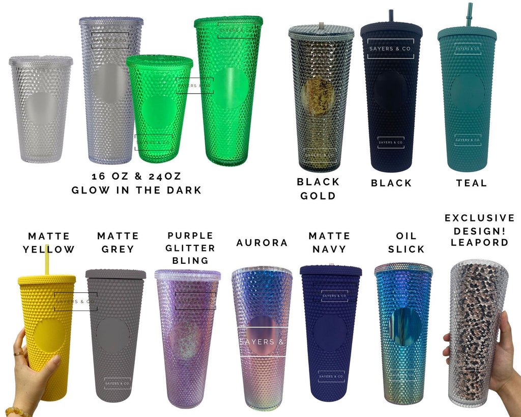 Halloween Spooky Studded Vinyl Monogram 24oz Double Walled Tumbler | Sayers & Co.