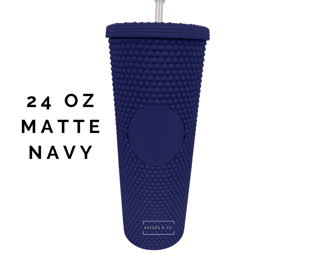 24oz Matte Navy Studded Double Walled Tumbler | Sayers & Co.