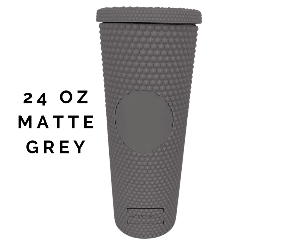 24oz Matte Grey Studded Double Walled Tumbler | Sayers & Co.