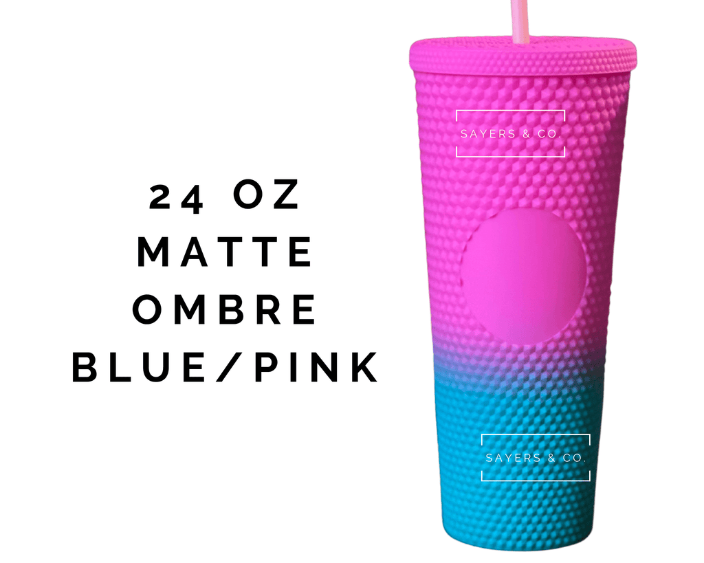 24oz Ombre Blue/Pink Studded Double Walled Tumbler | Sayers & Co.