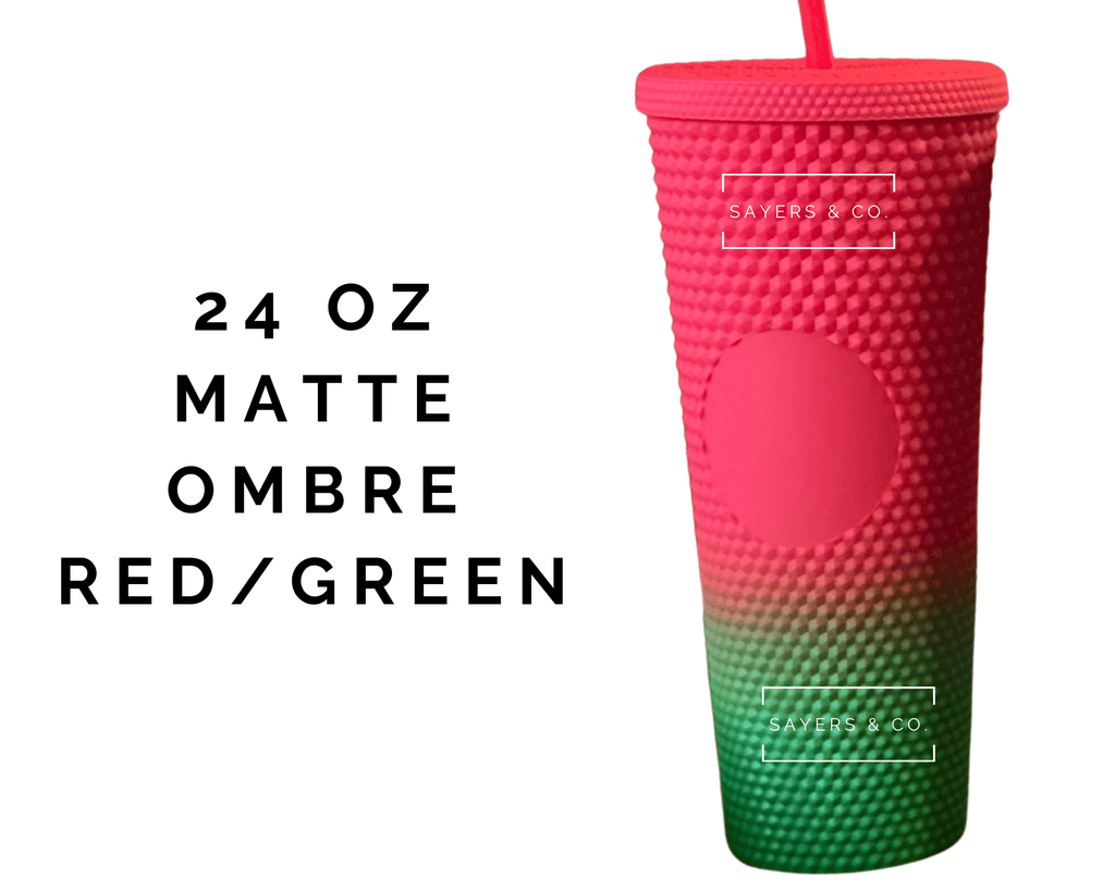 24oz Ombre Red/Green Studded Double Walled Tumbler | Sayers & Co.