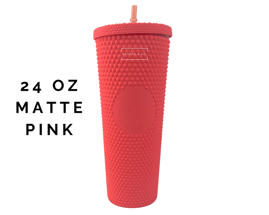 24oz Matte Pink Studded Double Walled Tumbler | Sayers & Co.