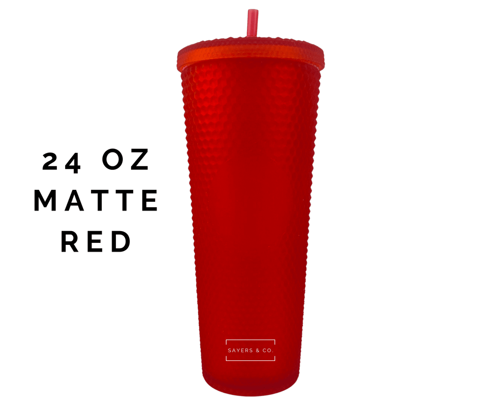 24oz Matte Red Studded Double Walled Tumbler | Sayers & Co.