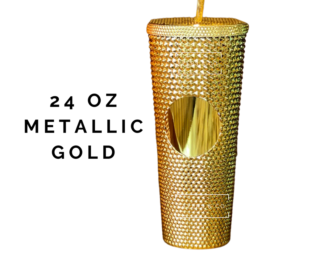 24oz Metallic Gold Studded Double Walled Tumbler | Sayers & Co.