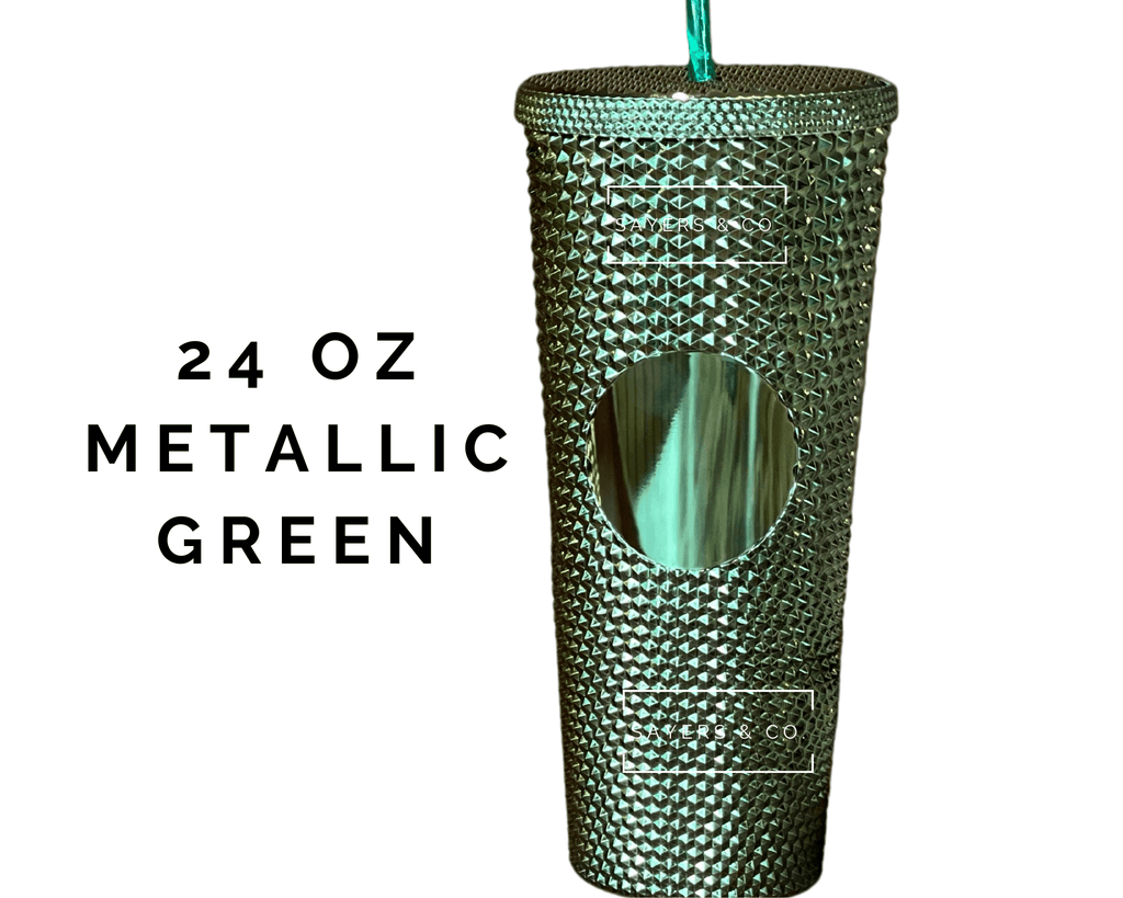 24oz Metallic Green Studded Double Walled Tumbler | Sayers & Co.