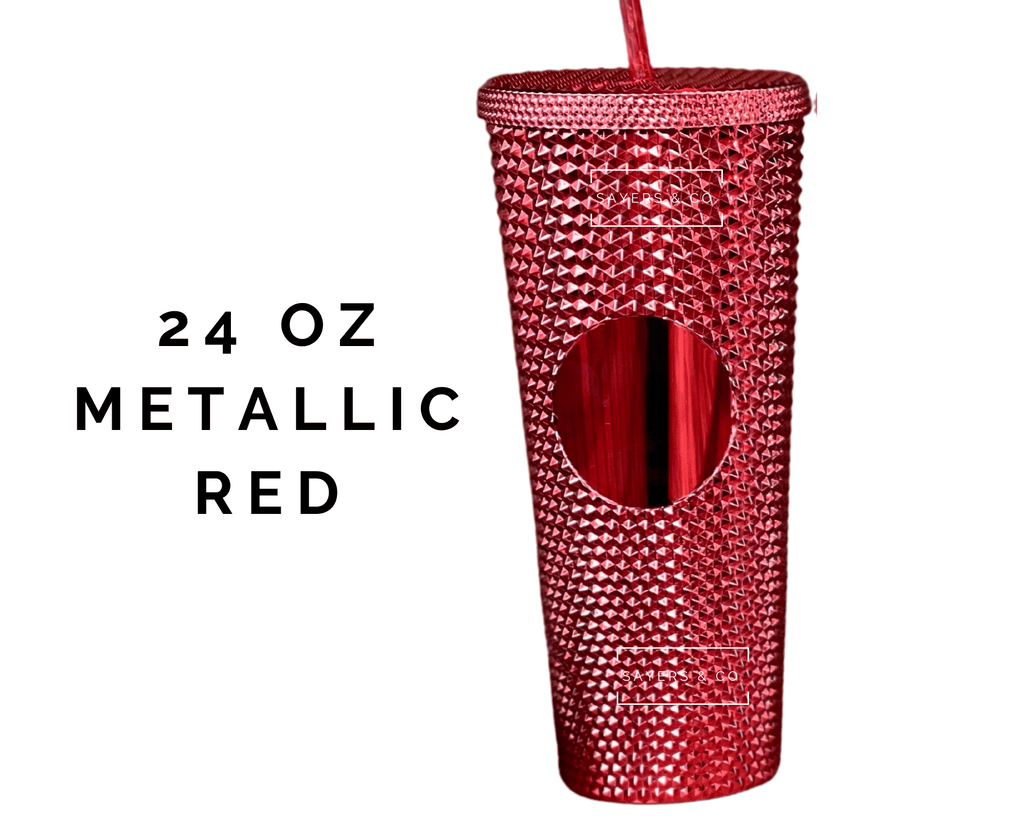 24oz Metallic Red Studded Double Walled Tumbler | Sayers & Co.