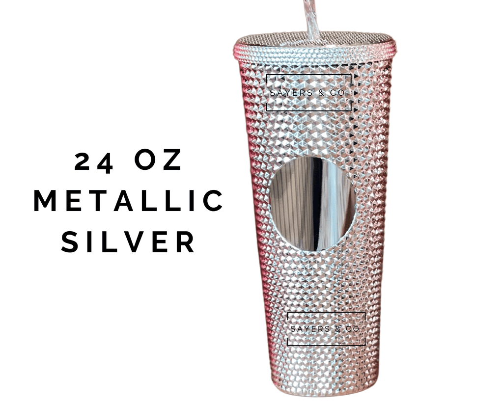 24oz Metallic Silver Studded Double Walled Tumbler | Sayers & Co.