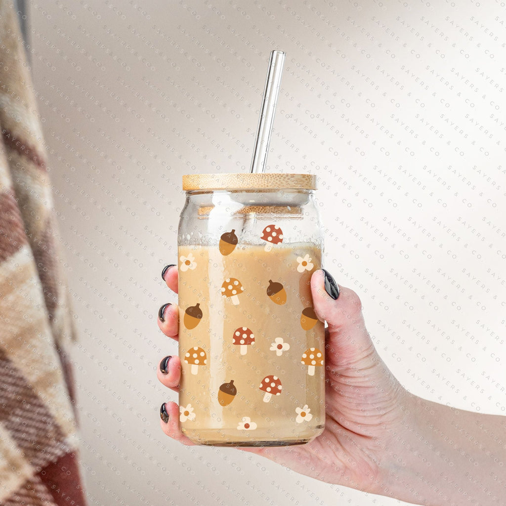 Wildflower Iced Coffee Cup with Lid & Straw, 16oz Tumbler, Cute Boho Iced  Coffee Glass