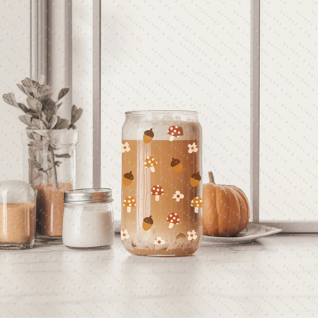 Copy of 16oz Pumpkin Planters Iced Coffee Glass Can, Fall Tumbler, Halloween Tumbler, Gift For Her, Fall Mug with Bamboo Lid & Straw #100062 | Sayers & Co.