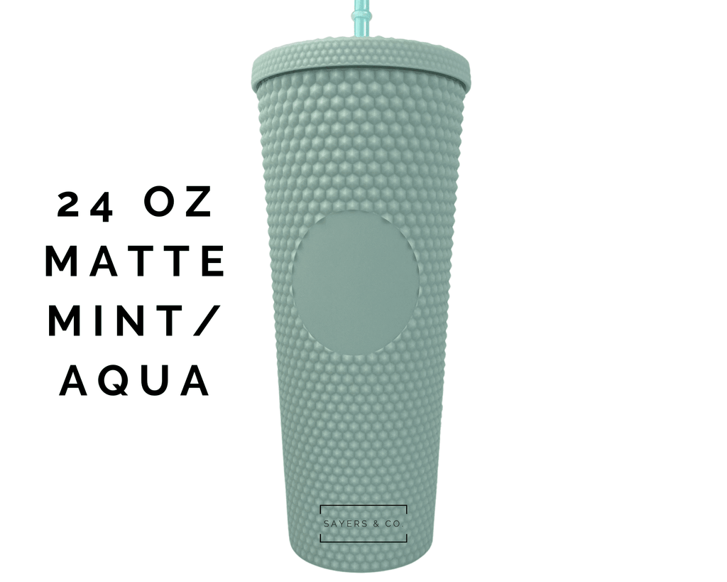 24oz Matte Aqua/Mint Studded Double Walled Tumbler | Sayers & Co.