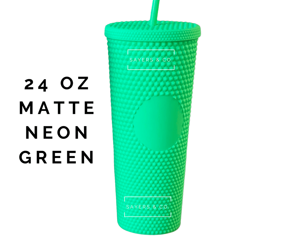 24oz Matte Neon Green Studded Double Walled Tumbler | Sayers & Co.